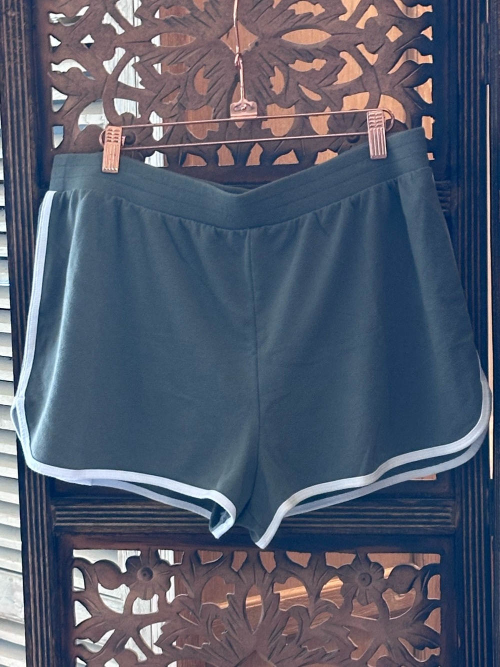 No Boundaries Olive Green w/White Piping Pull On Athletic Shorts.
